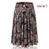 Women's Summer Floral Ice Silk Pleated Skirt - Mid-Length with Elastic Waist