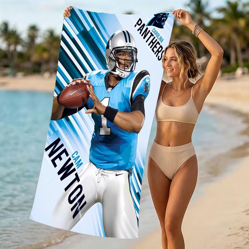 Beach Towel with Carolina Panthers Pattern - soft,absorbent,machine washable Lightweight&Modern,swimming,Travel Essentials