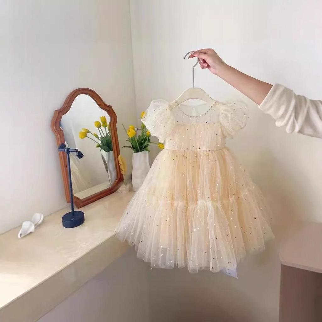 Весенне-летнее платье принцессы из сетки-паф для девочек 2024
