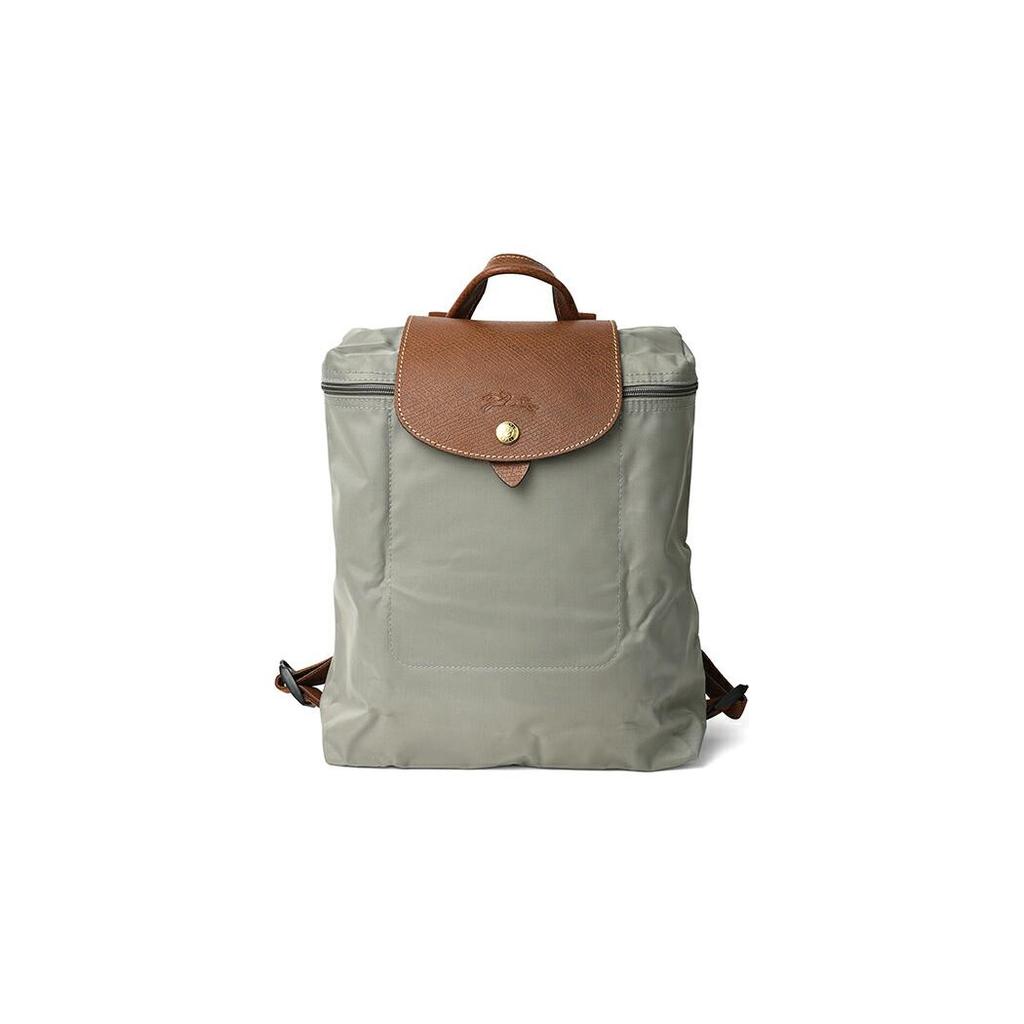 LONGCHAMP Le Pliage Recycled Canvas With Leather Trim Backpack Regular Womens Streptopelia Gray
