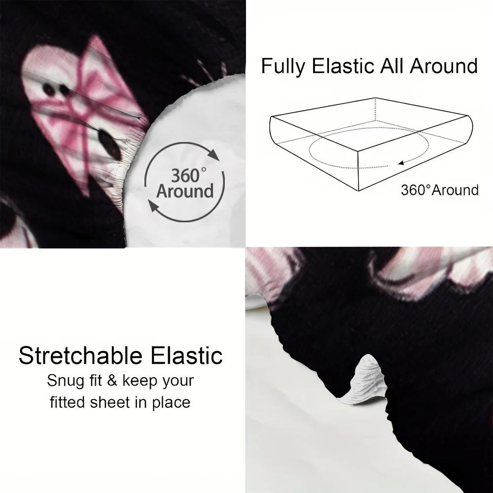 1Pc Halloween Fitted Sheet Lovely Ghost 3D Print  Polyester Cover Breathable Bedding Set Home Decor Without Pillowcases