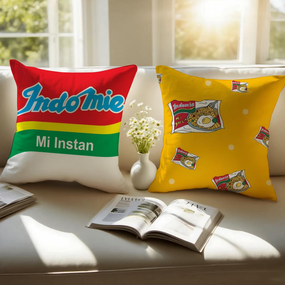 Логотип еды Аниме I-Indomies Наволочка Наволочка Короткий Плюш Невидимая Молния Комната Подушка для Дивана Наволочка
