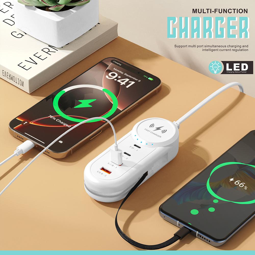 4-в-1 Зарядная станция Удлинитель USB C Быстрая зарядка Зарядное устройство для телефона Розетка для IPhone Samsung Xiaomi Huawei EU/US/UK Вилка Настенный адаптер