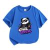 Kids Boys Girls 100% Cotton Crew Neck Short Sleeve T-Shirt, Cool Chill Panda Graphic Tees, Casual Graffiti Style Summer Tops for Children Daily Wear