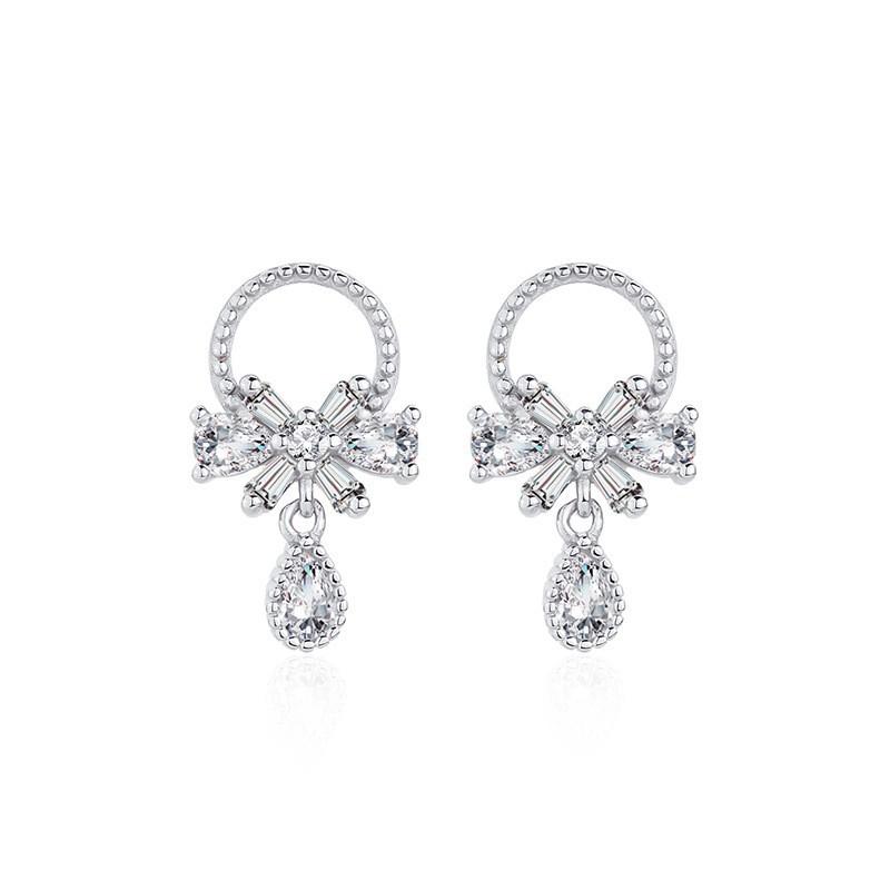 New Bow Earrings with High-end Feel, Light Luxury, Fashionable Simplicity, Water Droplet Earrings, Niche Design Earrings