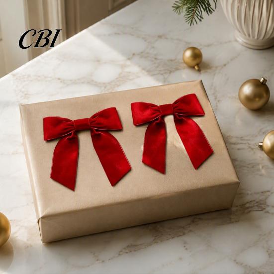 Luxury Gift Box Knots 2Pcs Velvet Christmas Bows, Holiday Hanging Wall Decor for Tree Easy Attachment Ribbons Topper, Wedding Backdrop, Bridal Shower,
