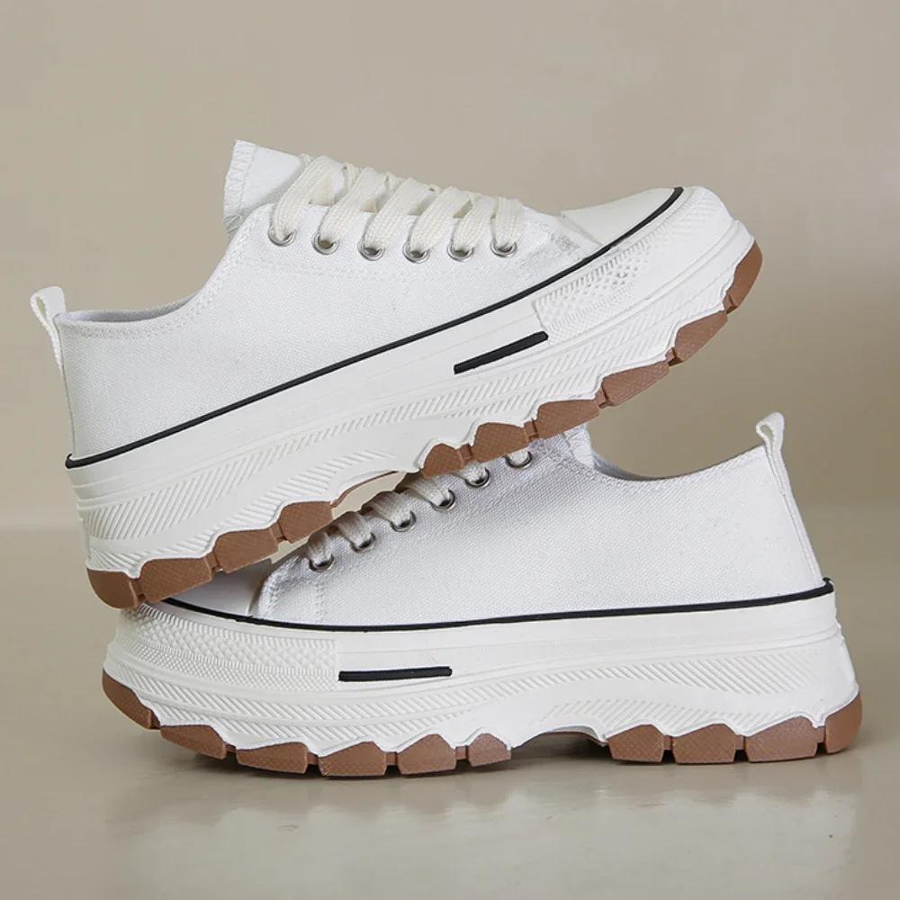 Холщовые туфли Женские кроссовки Обувь на платформе Новая беговая дизайнерская обувь Белая уличная повседневная обувь для ходьбы Балетки Де Мухер