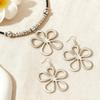 1 Set of Hot-Selling Black Rope Geometric Hollow Flower Pendant Necklace and Hollow Flower Earrings Jewelry Set