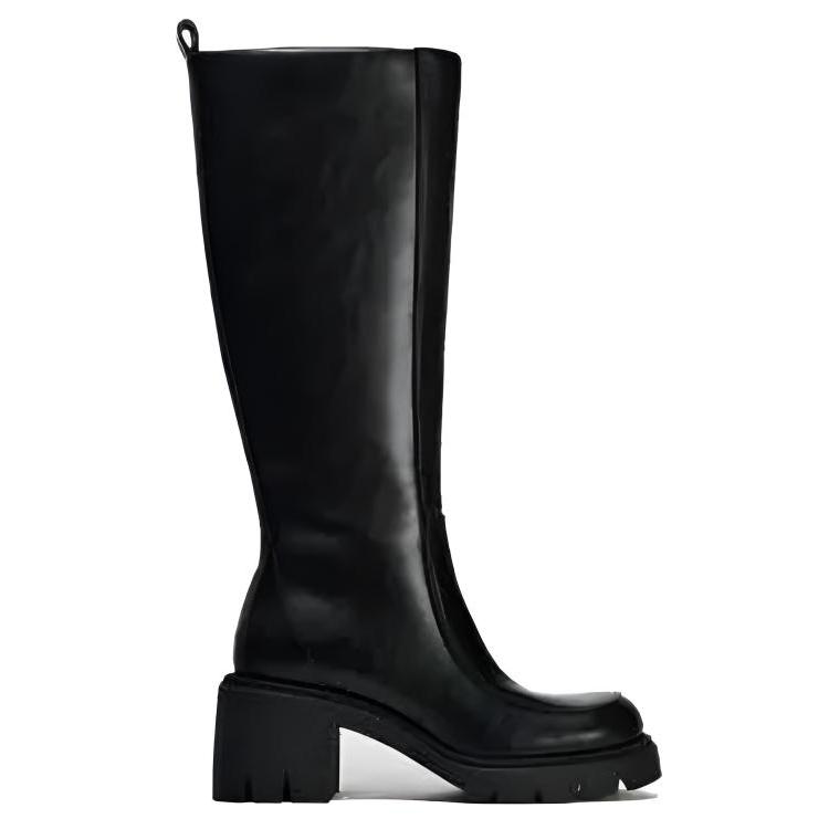 Zara Comfortable Versatile Knee-High Boots 7.5cm Women Boots Black 13049410800