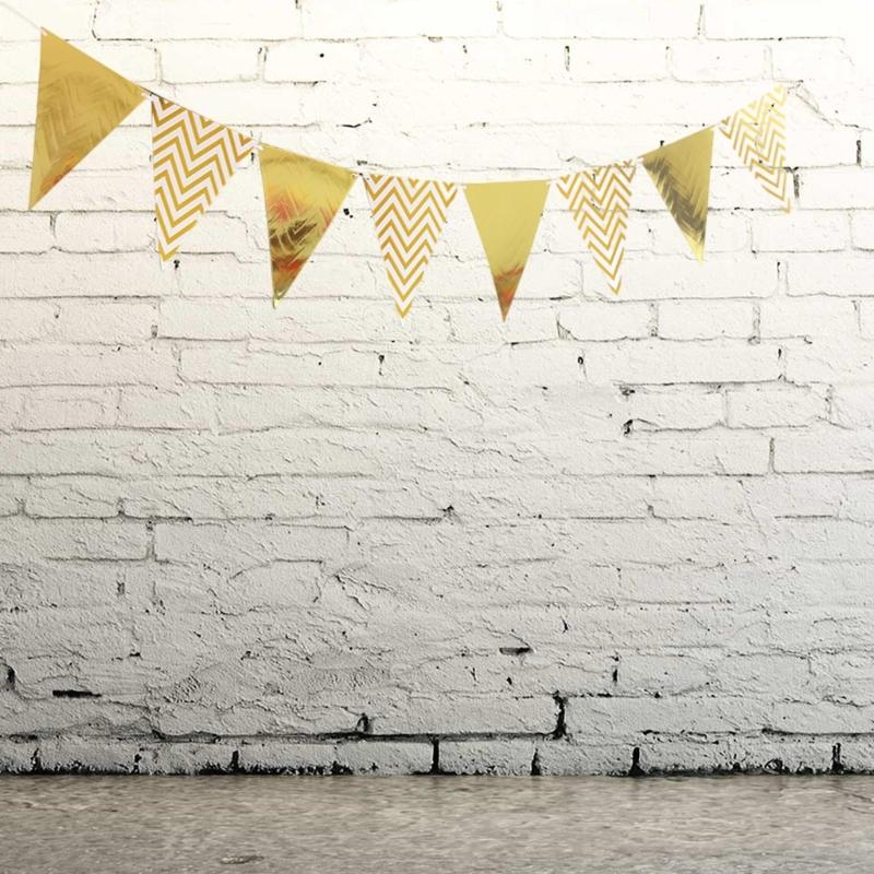 Metallic Bunting Birthday Party Triangle Pennant Decoration Photography Props for Adult Teen Birthday Party Decoration