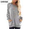 Autumn and Winter Women's Tops Crewneck Color Bump Pocket Hoodie Long Sleeve Casual Pullover Sweatshirt