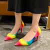 Fashion Plus Size High Heels Women's Autumn New Fashion Pointed Toe Shallow Mouth Cover Foot Multi-Color Non-Slip Stiletto Single Shoes