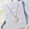 Pink Zirconium Round Necklace Women'S Light Luxury Personality Design Temperament Pendant Jewelry