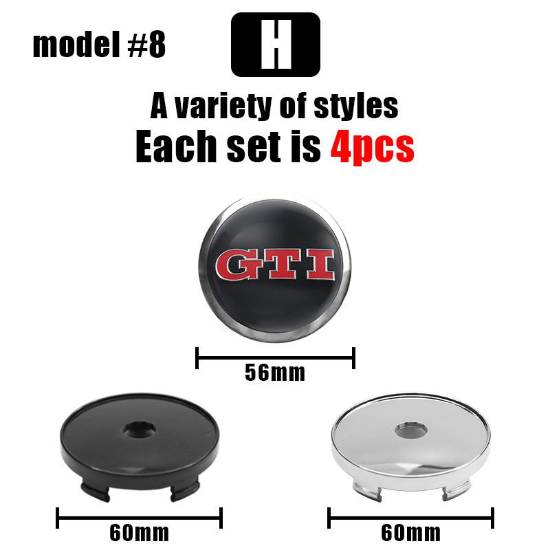 VW 4Pcs 60mm Car Wheel Center Hub Tyre Caps 56mm Rim Cover Sticker Badge Emblem For VW Passat CC Lamando Touran Touareg Tiguan Golf