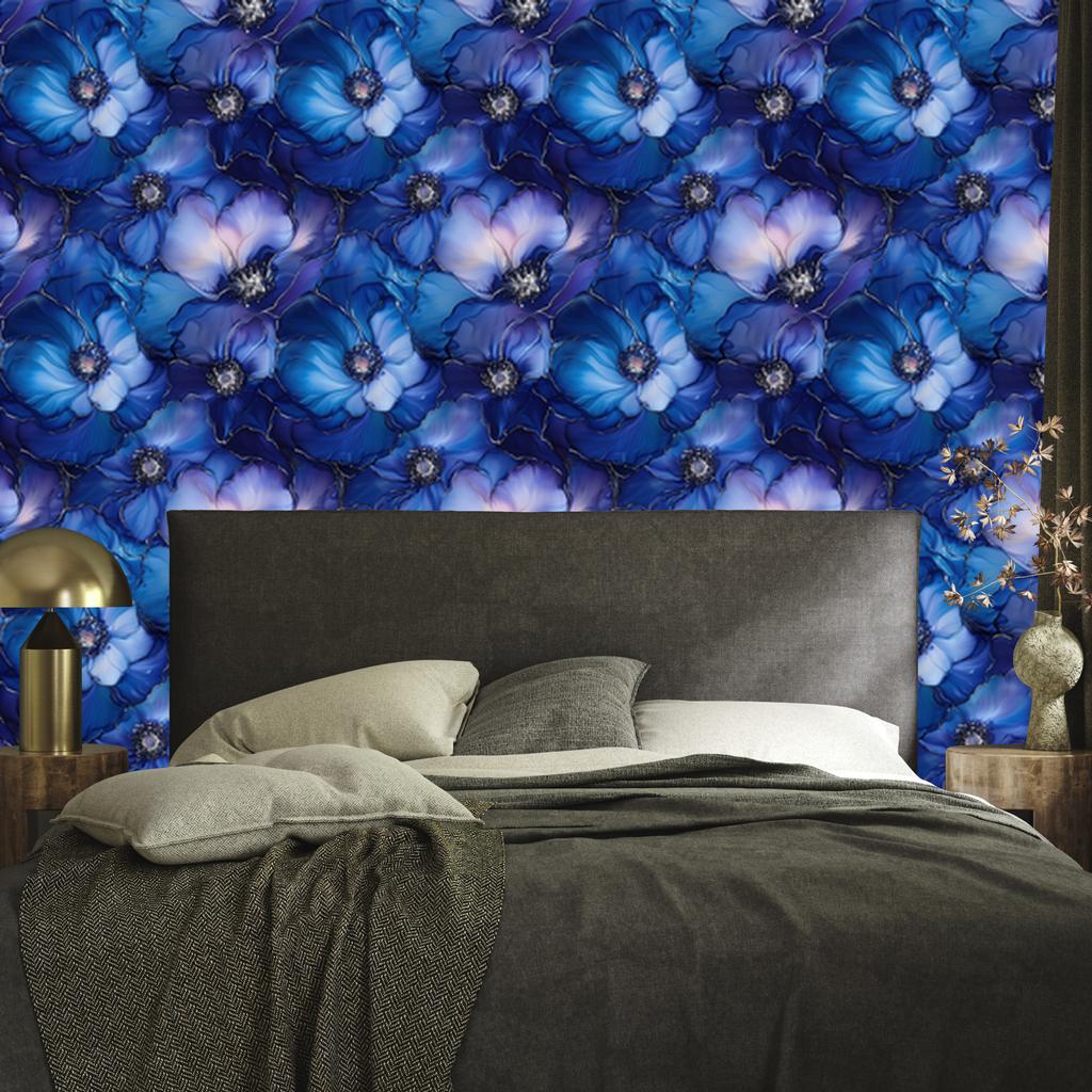 Ink Wallpaper Soft Forms, Blue for Living Room and Bedroom 50x1000