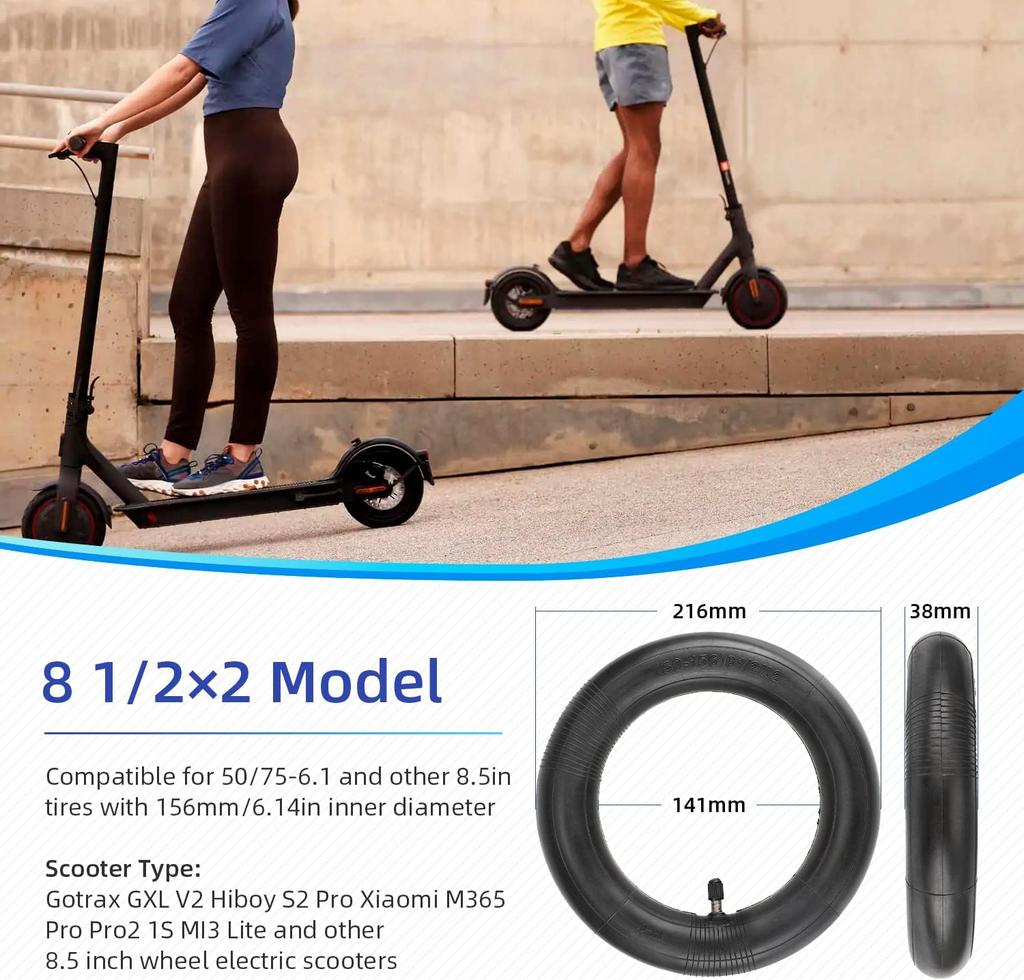 8.5 inch Inner Tube 50/75-6.1 Thick Scooter Tube Universal 8 1/2 x2 Inflated Tube Replacement for Gotrax GXL Hiboy S2 Xiaomi M365 Pro Pro2 1S MI3 Lite