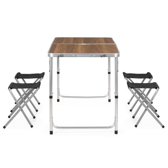 Ensemble camping pliant - SPRINGOS - CS0178 - Hauteur réglable 3 niveaux - Format valisette - 4 chaises pliantes