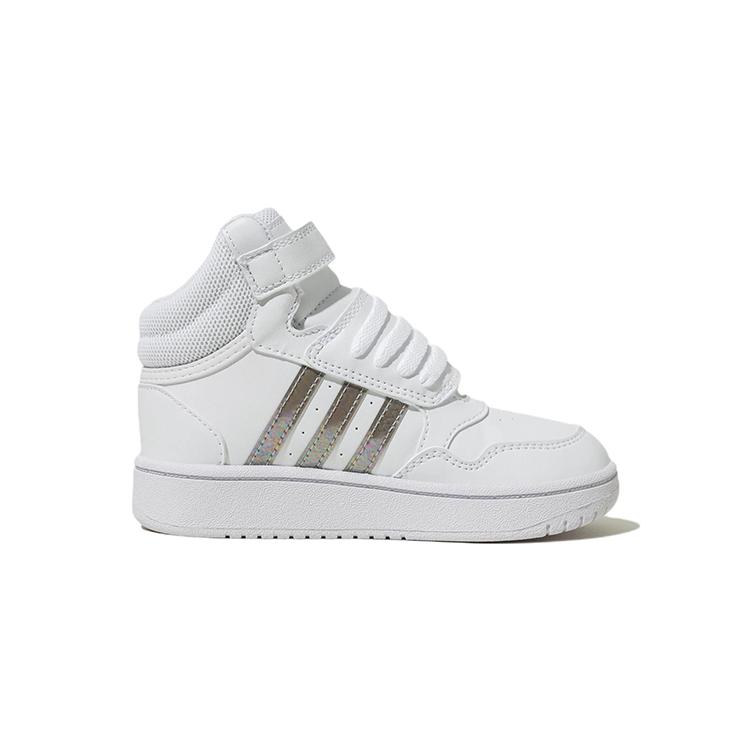 adidas Кроссовки Hoops MID 3.0 AC Искусственная кожа Устойчивые к истиранию Высокие Скейтбордические Кроссовки Белый Младенец и Малыш HP2660