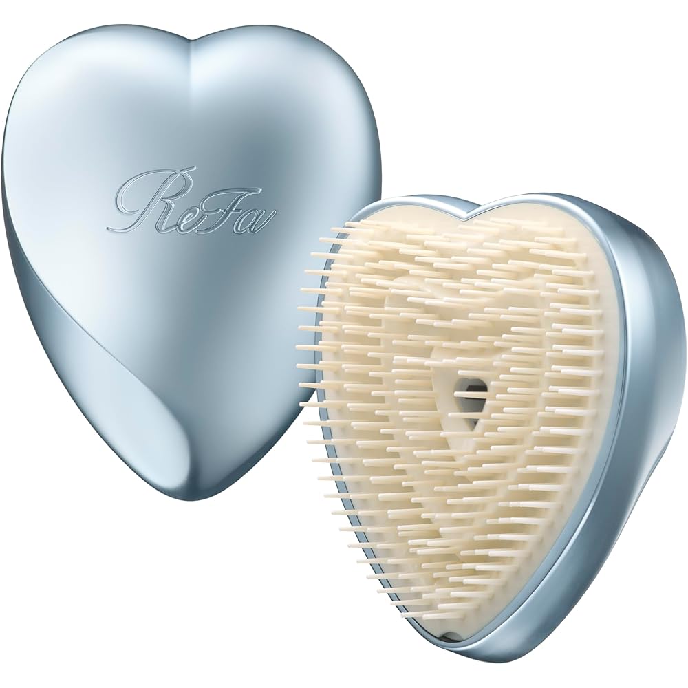 ReFa HEART BRUSH Серебристо-голубая щетка для укладки волос с эргономичным дизайном и легкой конструкцией