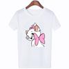 Cartoon Marie Cat Women's T-shirt The Aristocats Graphic Print Summer Short Sleeve Summer Crew Neck Casual Top for Girls
