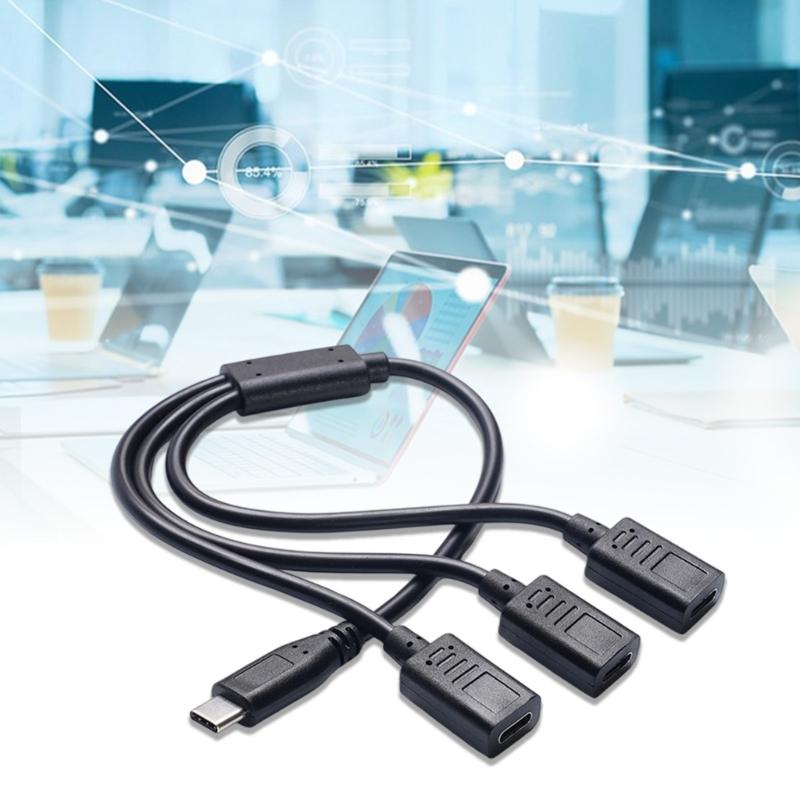 Разветвитель USB Type-C (папа) на 3 порта Type-C (мама) для быстрой зарядки 5V3A и передачи данных, одновременная поддержка телефонов и ноутбуков