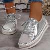 Women Shining Rhinestone Loafers Bowknot Slip-on Thick Botton Casual Ladies Crystal Shoes Female Platform Sneakers Sports