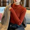 Autumn and Winter Women's Knitwear Slim Long-sleeved Inner Sweater Half-high Neck Black Versatile Bottoming Shirt