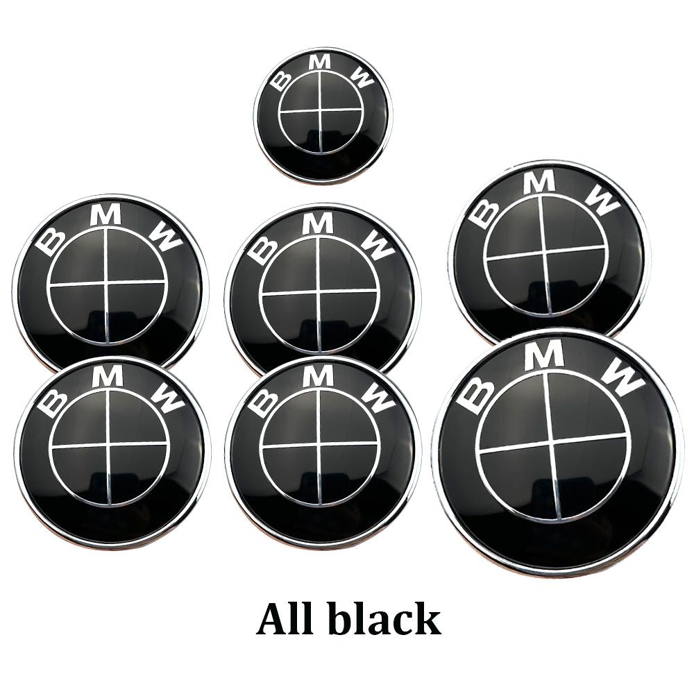 7Pcs Car Hood Front Rear Trunk Emblem Badge For BMW original Logo all black E36 E46 E53 E90 E60 E93 E87 G01 G20 X3 X5 F30 F20 X6