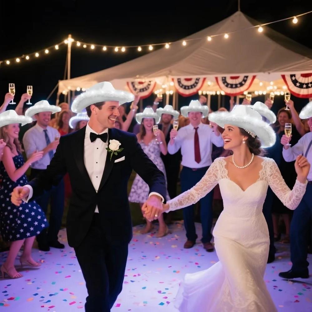 Ethnic Style LED Cowboy Hat Wide Brim Costume Hat Party Supplies Cowgirl Hat  Birthday Party