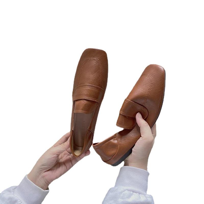 Женские ретро-лоферы в британском стиле, элегантные туфли с квадратным носком и мягким толстым каблуком, модные удобные туфли на плоской подошве для вечеринок, повседневная обувь