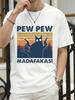 Кошка Pew Pew Madafakas с принтом Футболки Женские Летние Хлопковые Топы С круглым вырезом Мягкие Свободные Футболки с коротким рукавом Повседневная Женская Одежда