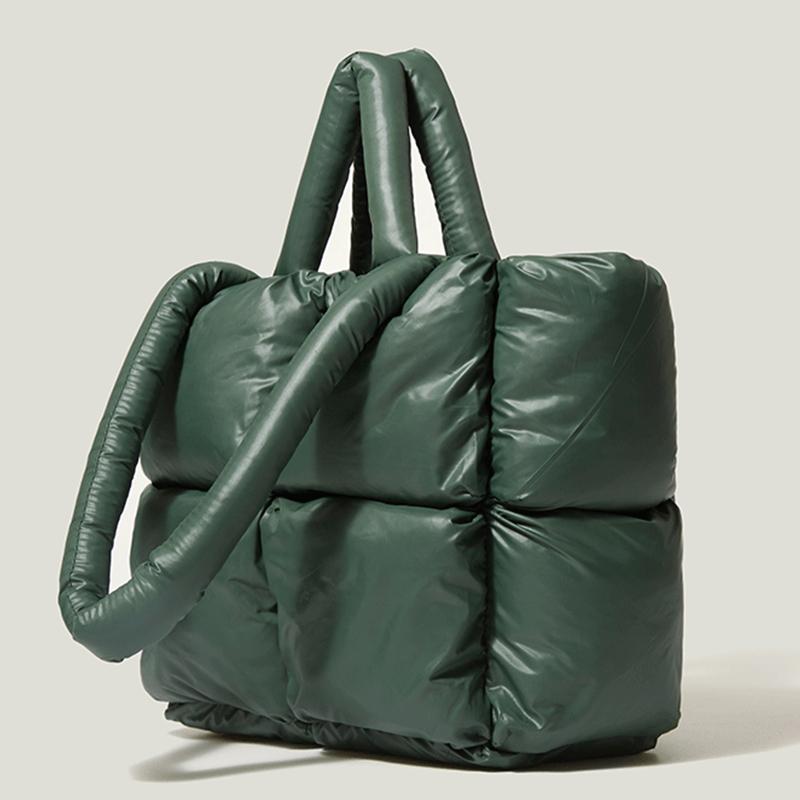 Зимняя новая пуховая сумка-тоут, большая вместительная сумка на плечо, модная сумка из мягкой ткани, женская сумка для покупок, космические хлопковые сумки