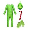1 Set Children Halloween Jumpsuit Green Furry Animal Cosplay Costume Includes Masque Gloves Scarf Set Photo