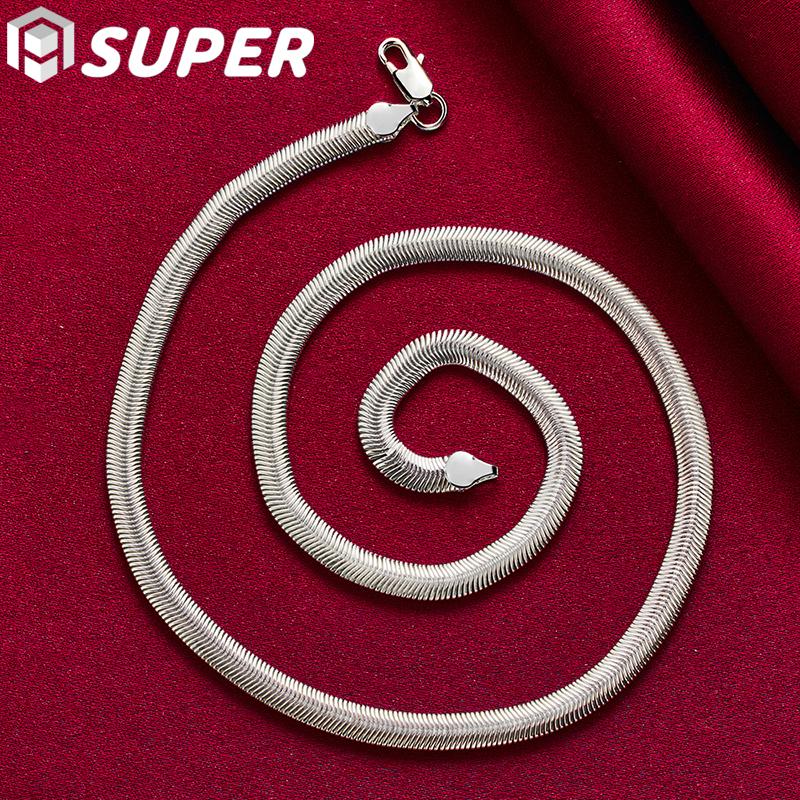 925 Sterling Silver 16/18/20/22/24 Inch 6mm Flat Snake Chain Necklace Jewelry