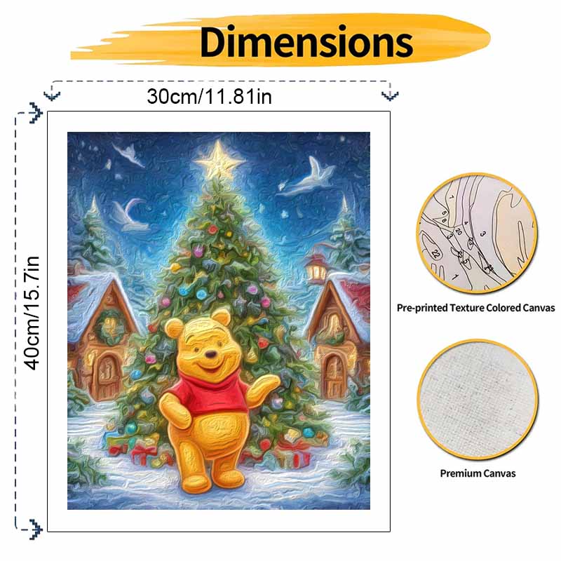 Disney Christmas tree winter bear oil painting hand painting coloring painting handmade diy home decoration gift