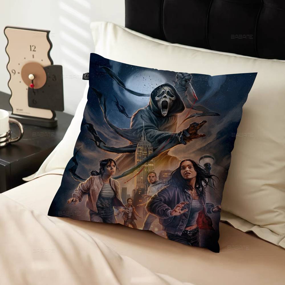 SScream Horror Movie Pillow Covers Cartoon Sofa Decorative Home Doublesided Printing Short Plush Cute Cushion Cover