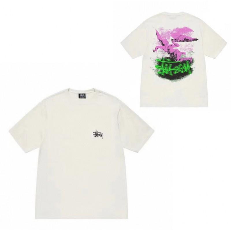 Mens Casual Short Sleeve Cotton T-Shirt With Letter Print Loose Fit Streetwear Style