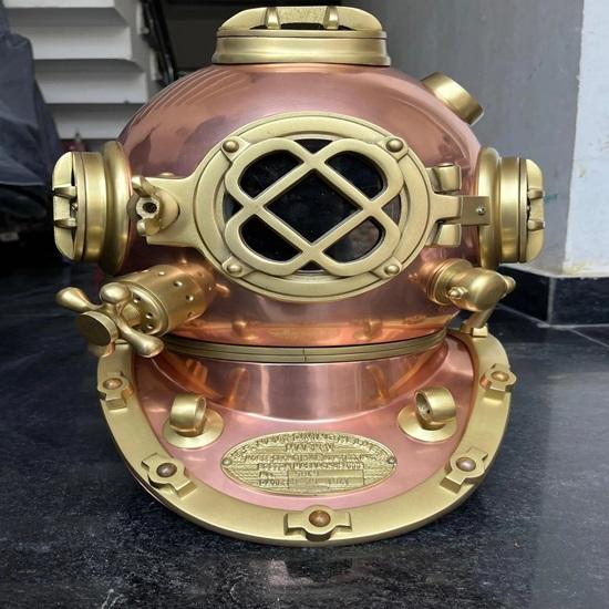 45.72 Cm Diving Helmet Deep Sea  Mark V Diving Helmet Copper Brass Nautical Collection Table Top, Home Decorative