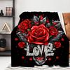 1pc Creative And Stylish Valentine'S Day Heart Rose Floral Printed Blanket Modern Style Blanket Outdoor Blanket Travel Camping Bla