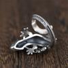 Trendy S925 Silver Ring Male Jewelry Retro Lizard Gecko Pattern Ring For Men Personality Adjustable Index Finger Accessories