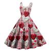 Women's Valentine's Day Love Heart Print Sexy Off Shoulder Vintage Dress