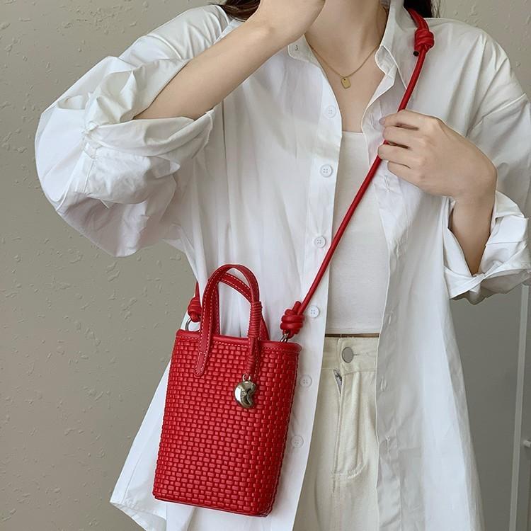 IELGY Ladies Messenger Bag Leather Woven Fashion Mobile Phone Bag Portable