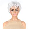Женские короткие серебристо-белые синтетические парики для женщин, кудрявый парик с челкой, женские, для мамочек, на каждый день, для вечеринок, косплей, натуральные волосы, термостойкие парики
