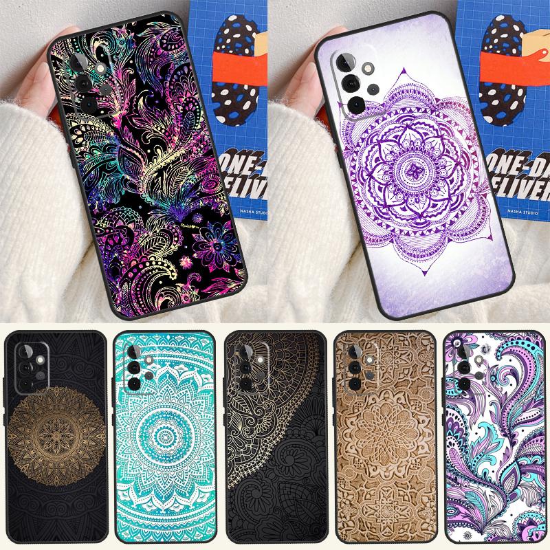 Индийский Цветочный Хна Мандала Чехол Для Samsung Galaxy A05 A06 A26 A16 A56 A36 A22 A32 A52 A54 A34 A14 A55 A15 A53 A33 A35