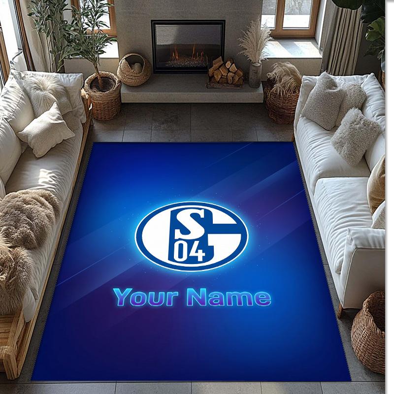 Schalke 04 FC Printed Crystal Velvet Rug Non‑Slip Crystal Velvet Carpet For Sofa Bedroom Indoor Home Decoration