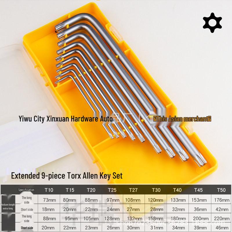 Набор шестигранных ключей с шаровым наконечником Allen и Torx, 9 предметов
