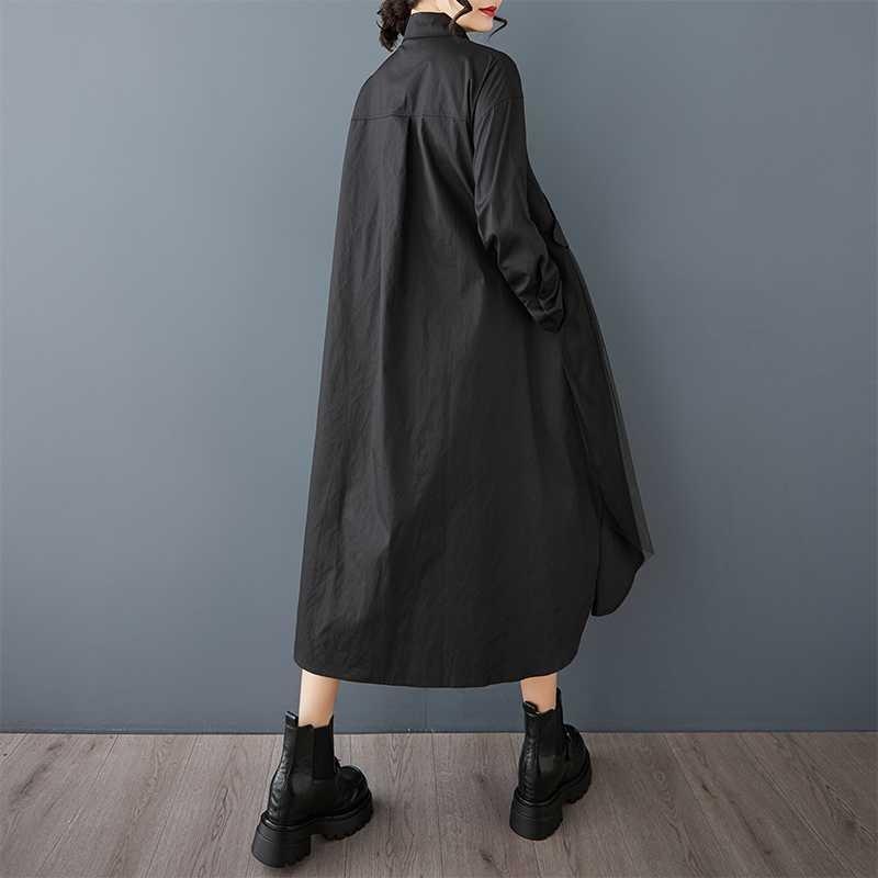 New Mesh Splicing Fashionable Loose Casual Shirt Dress