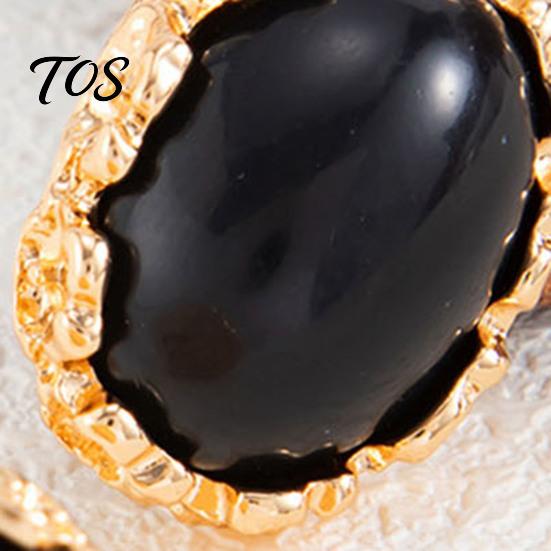 Elegant Resin Gemstone Earrings 1 Pair Vintage Oval Stud for Women, Retro Statement Hypoallergenic Feel Earrings, Gold Frame Chunky Stone Jewelry
