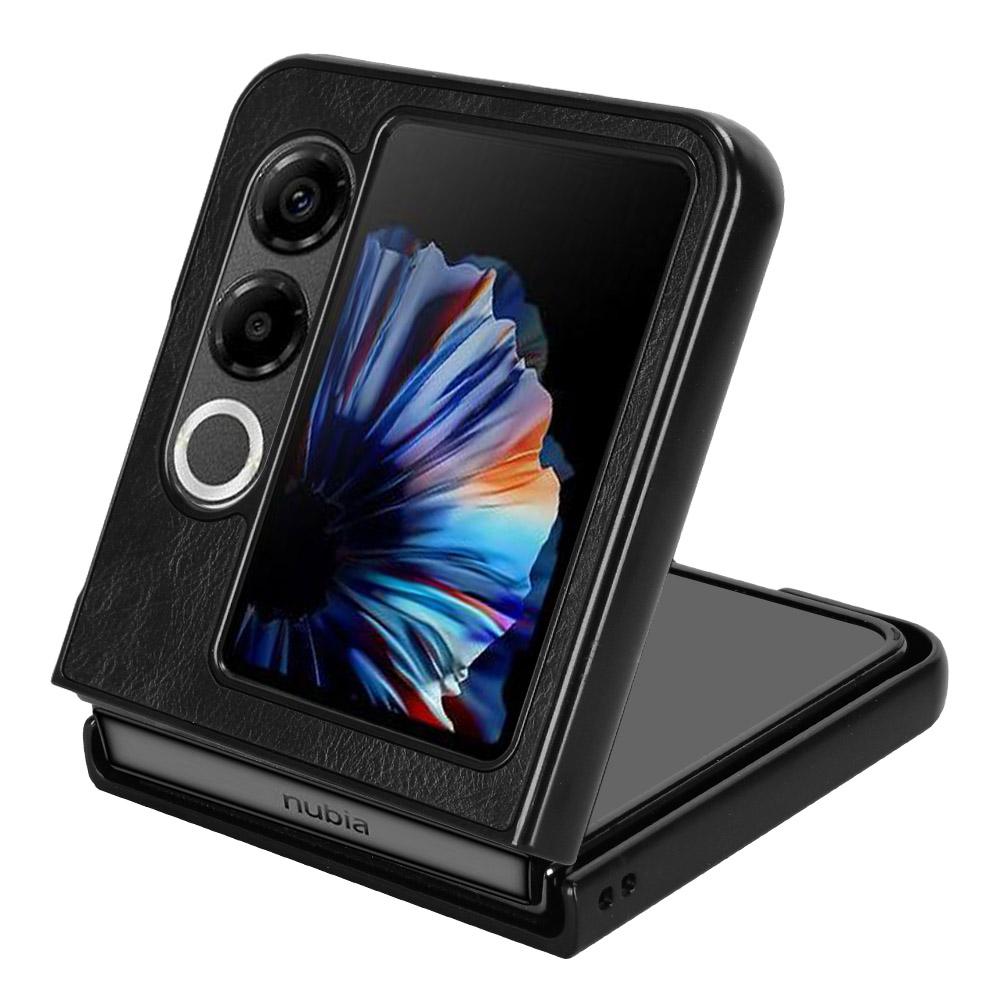 For ZTE Nubia Flip2 5G A404ZT Case Cowhide Texture Leather+TPU+PC Phone Cover Stitching Line