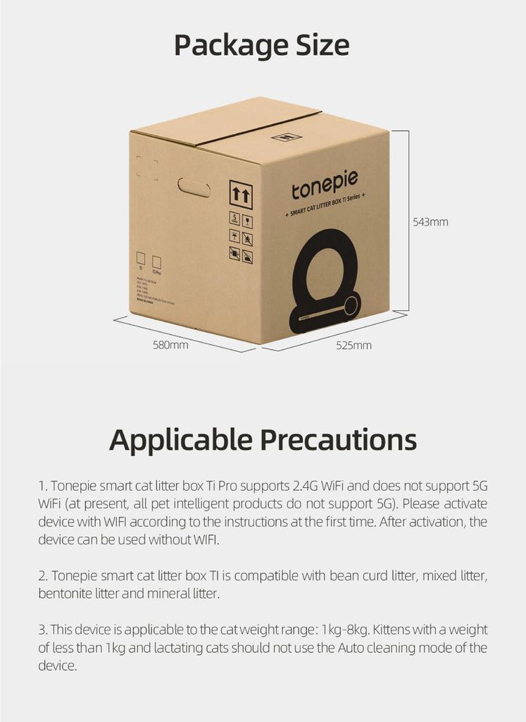 Tonepee 65L Automatic Intelligent Cat Litter Box, Self-cleaning Fully Enclosed Cat Litter Box, Household Pet Cat Litter Tray